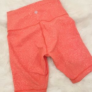 Orange Lululemon Biker Shorts